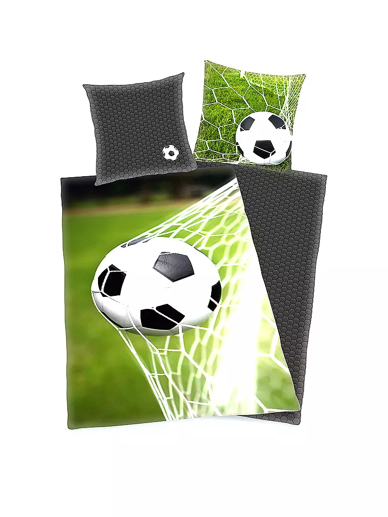 HERDING | Kinder Bettwäsche Fußball 70x90cm / 140x200cm Gruen | Verde