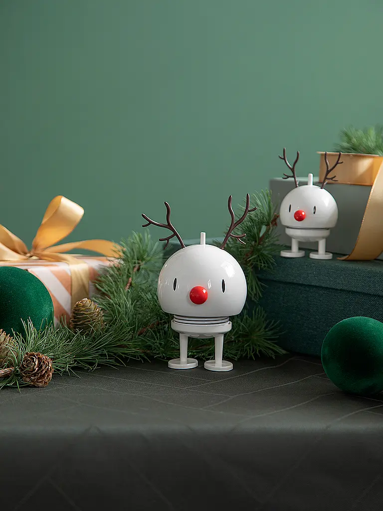 HOPTIMIST | Figura decorativa navideña Classic Bumble 9,5cm Reno blanco | Blanco