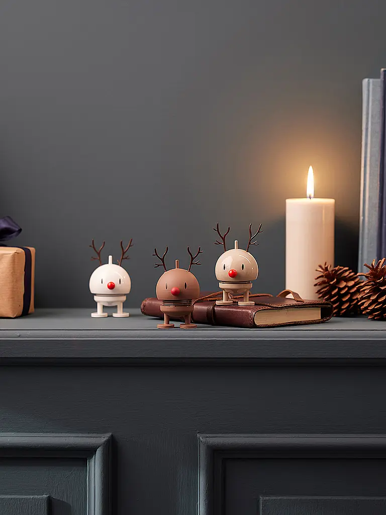 HOPTIMIST | Figura decorativa navideña Classic Bumble 9,5cm Reno blanco | Blanco