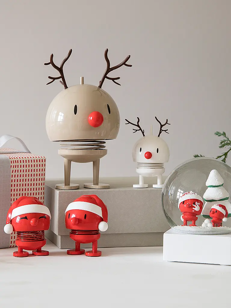 HOPTIMIST | Figura decorativa navideña Classic Bumble 9,5cm Reno blanco | Blanco