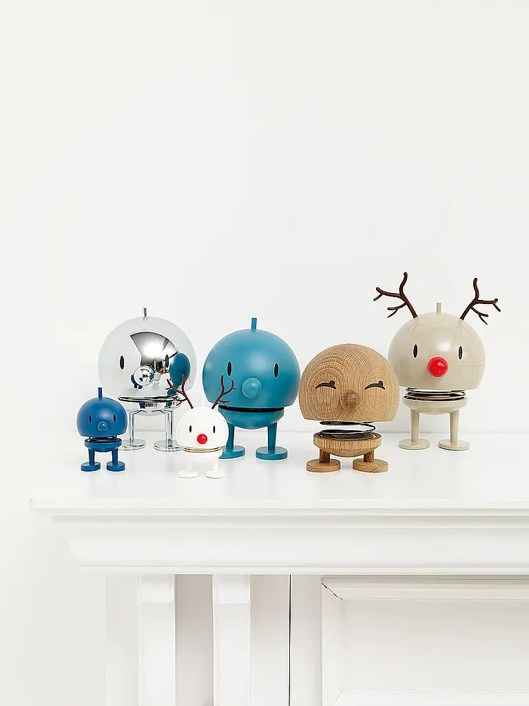 HOPTIMIST | Figura decorativa navideña Classic Bumble 9,5cm Reno blanco | Blanco