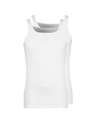 HUBER | Camiseta de tirantes - Camiseta interior, paquete de 2 "Duo Line" de canalé fino (Blanco)