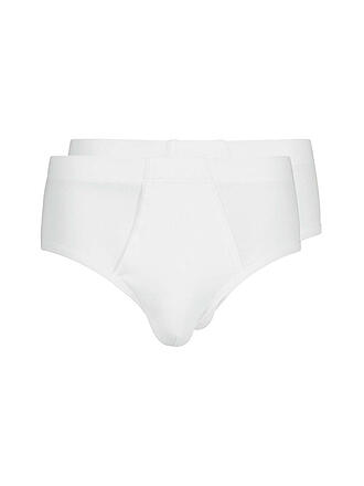 HUBER | Slip con abertura paquete de 2 "Duo Line" de canalé fino (Blanco)