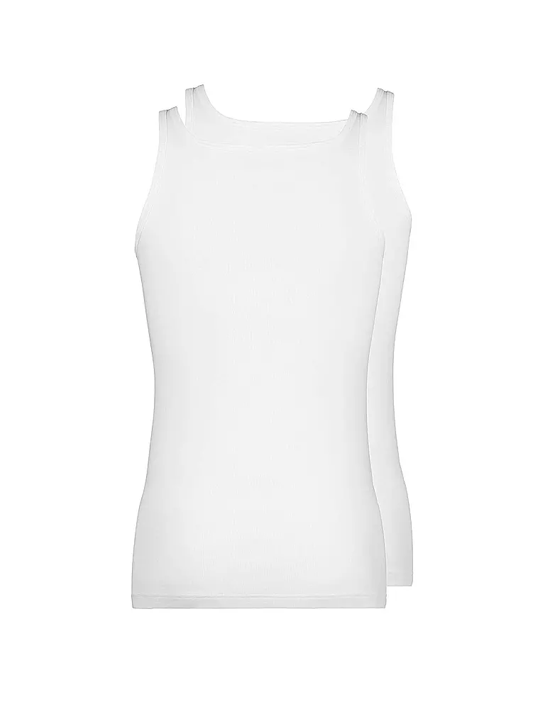 HUBER | Camiseta de tirantes - Camiseta interior, paquete de 2 "Duo Line" de canalé fino (Blanco) | 