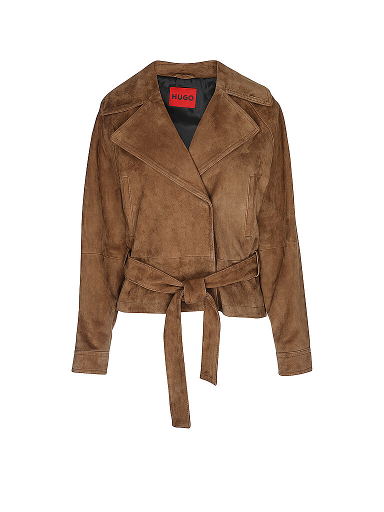 HUGO Chaqueta de cuero LEYNI marrón