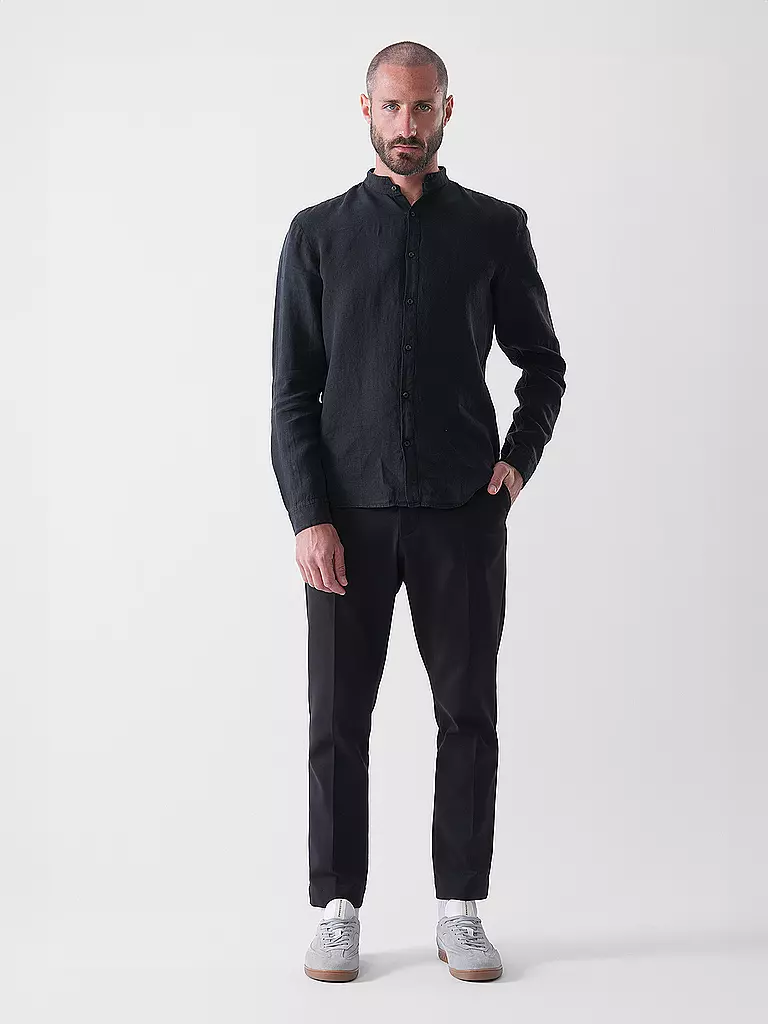 HUGO | Camisa de lino Slim Fit ELVORY | Negro