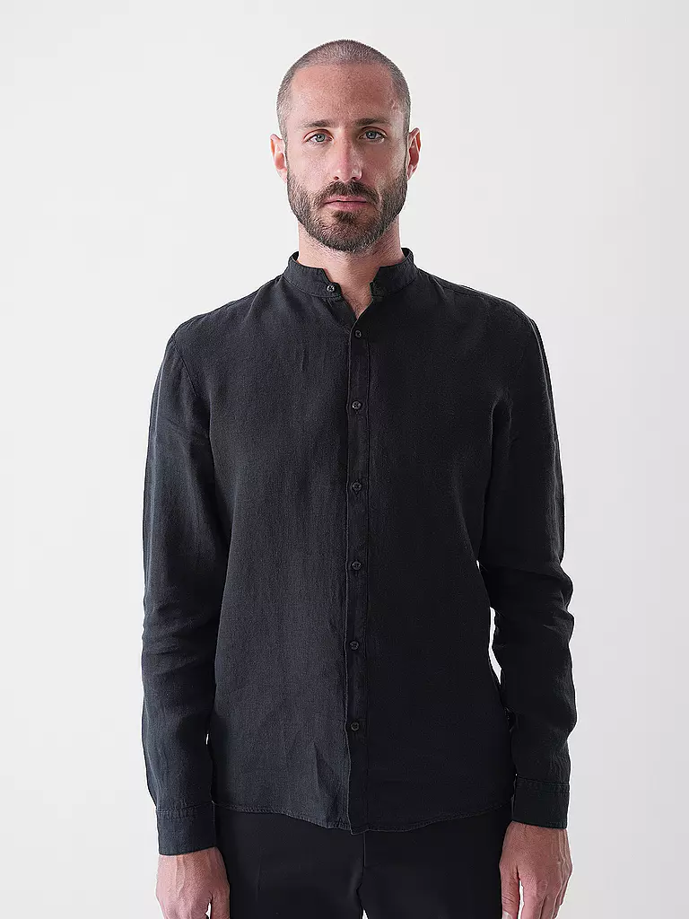 HUGO | Camisa de lino Slim Fit ELVORY | Negro