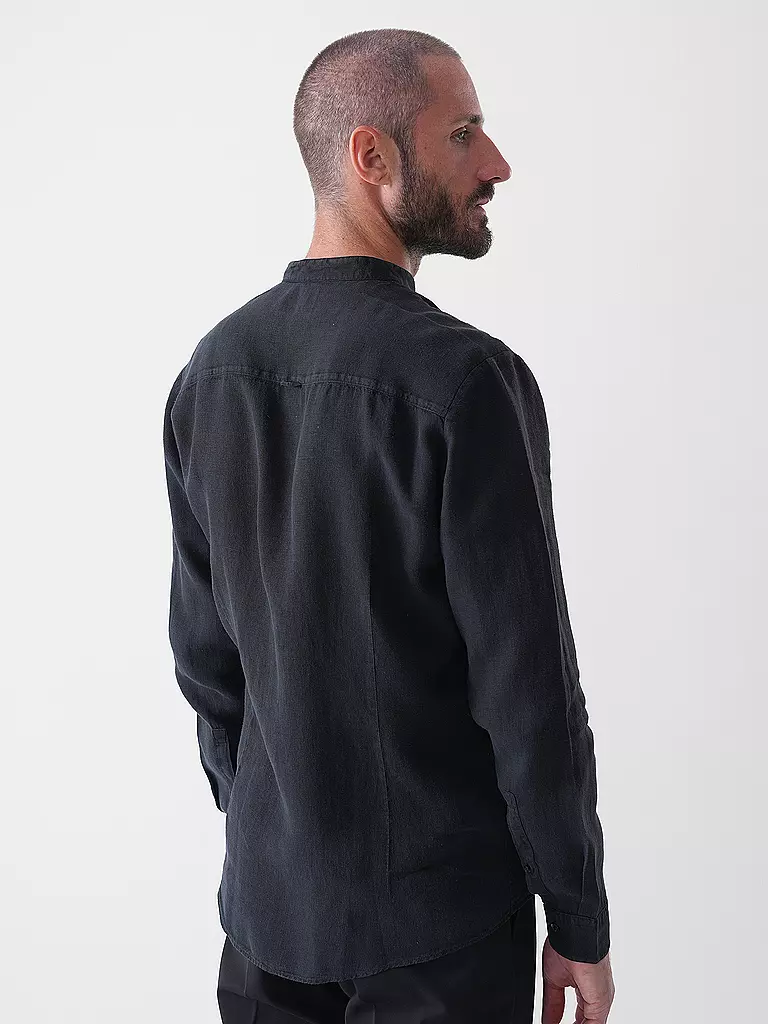 HUGO | Camisa de lino Slim Fit ELVORY | Negro