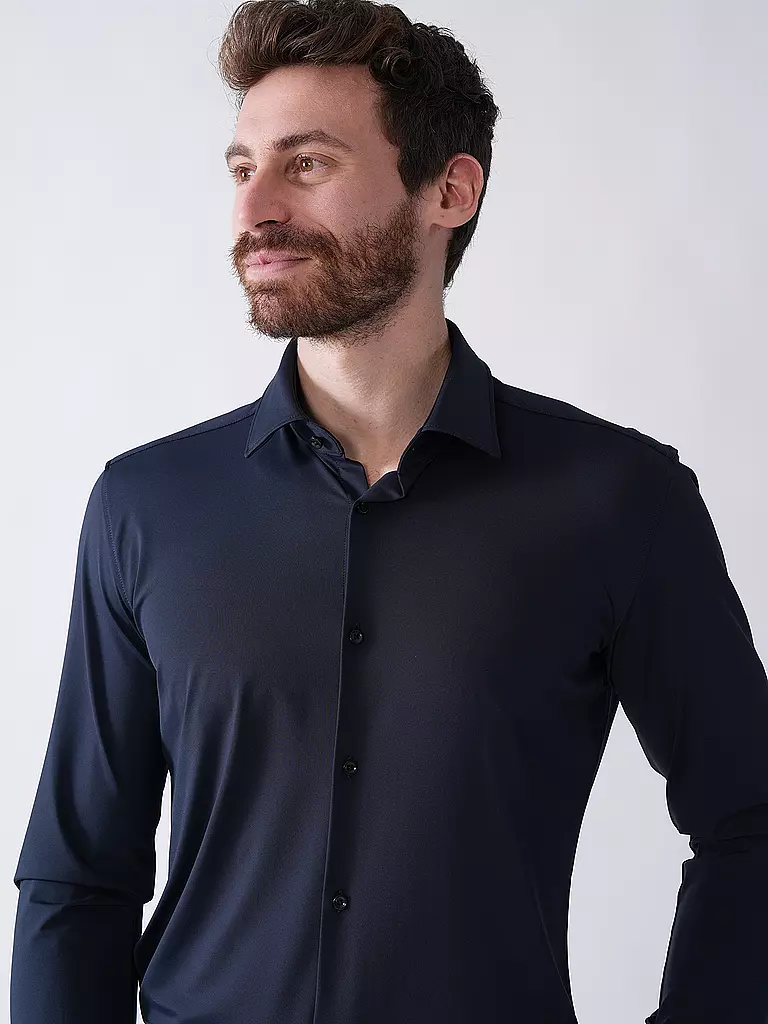 HUGO | Camisa de punto de corte entallado KENNO | Azul oscuro