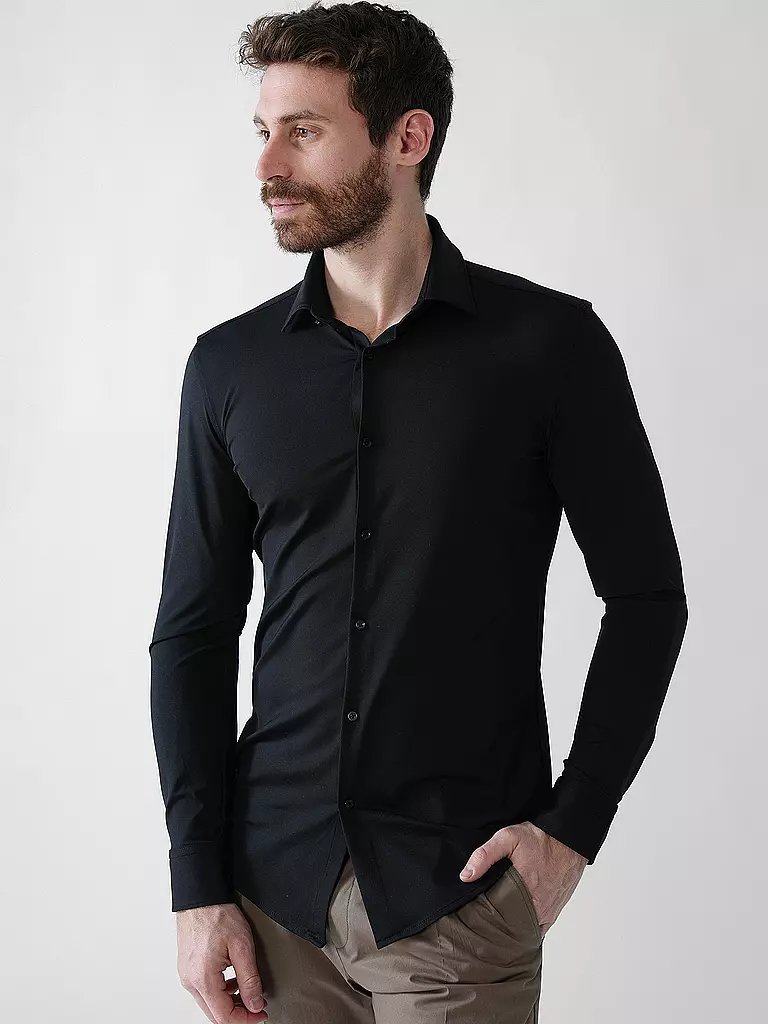 HUGO | Camisa de punto Slim Fit KENNO | Negro