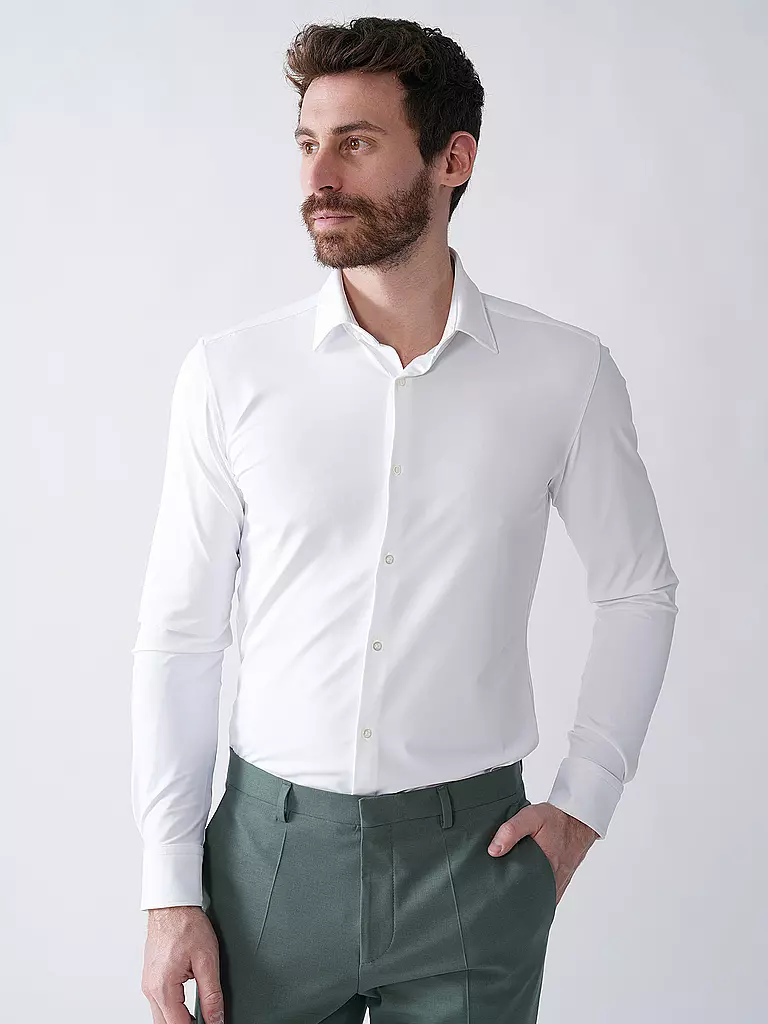 HUGO | Camisa de punto Slim Fit KENNO | Blanco