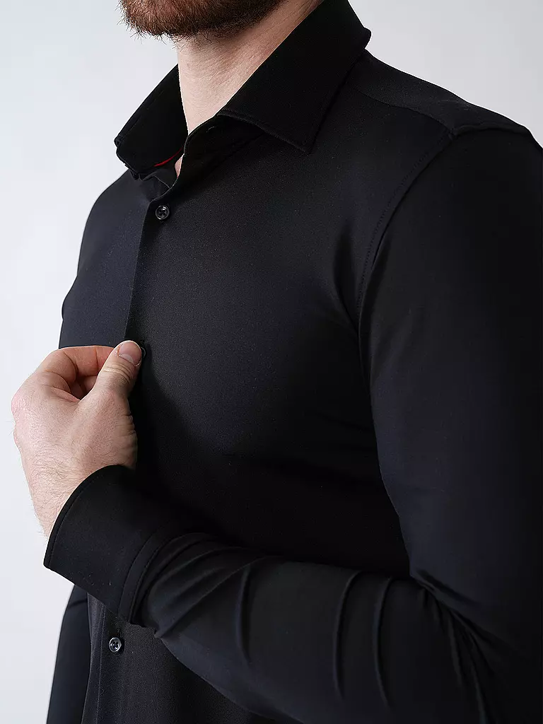 HUGO | Camisa de punto Slim Fit KENNO | Negro