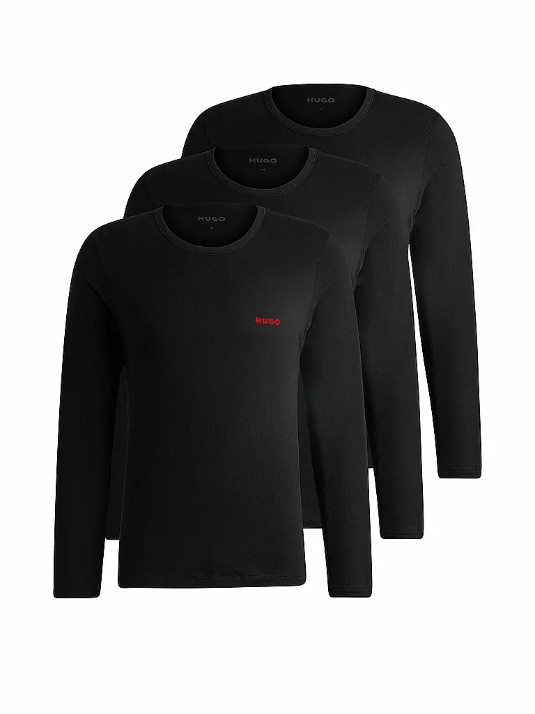 HUGO | Camiseta de manga larga, paquete de 3, negro | Negro
