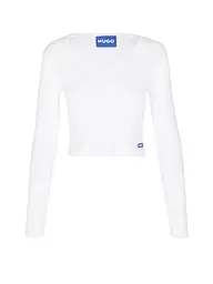 HUGO | Camiseta de manga larga DARIMINA Cropped Fit | Blanco