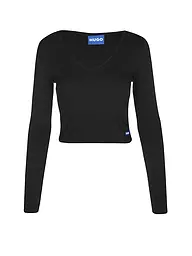 HUGO | Camiseta de manga larga DARIMINA Cropped Fit | Negro