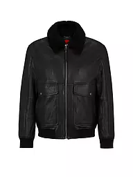 HUGO | Chaqueta de cuero LADAMUS | Negro