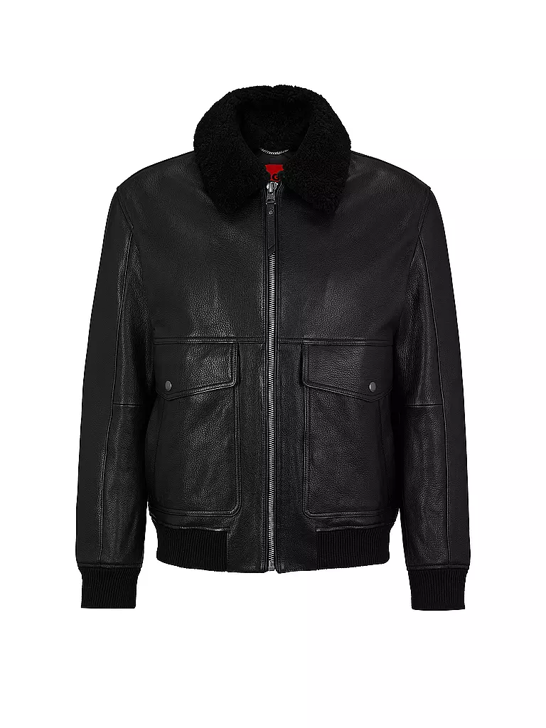 HUGO | Chaqueta de cuero LADAMUS | Negro