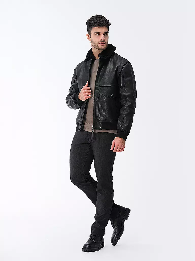 HUGO | Chaqueta de cuero LADAMUS | Negro