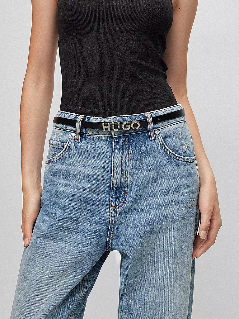 HUGO | Ledergürtel ZULA S  | Negro