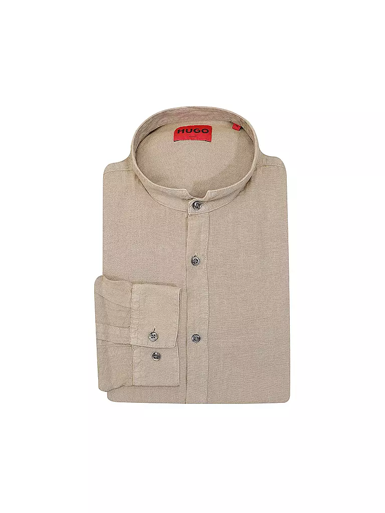 HUGO | Leinenhemd Slim Fit ELVORY  | Marrón