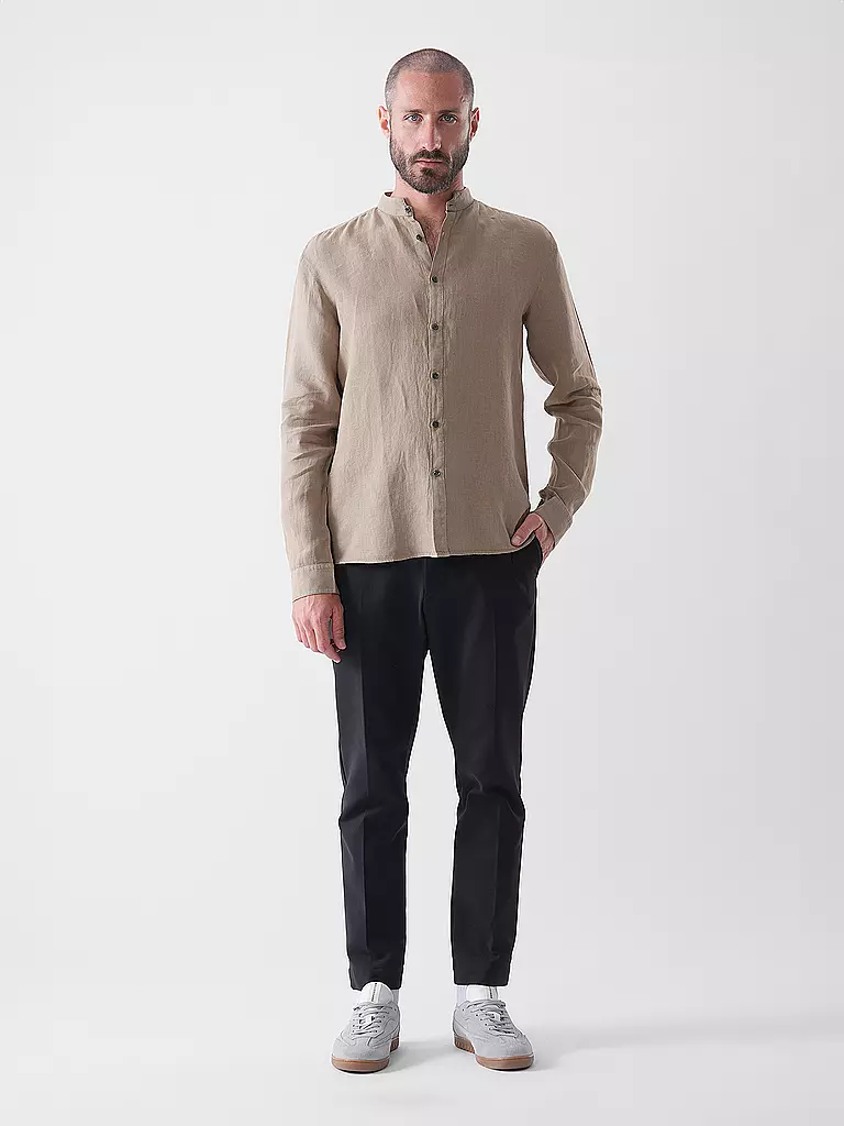 HUGO | Leinenhemd Slim Fit ELVORY  | Marrón