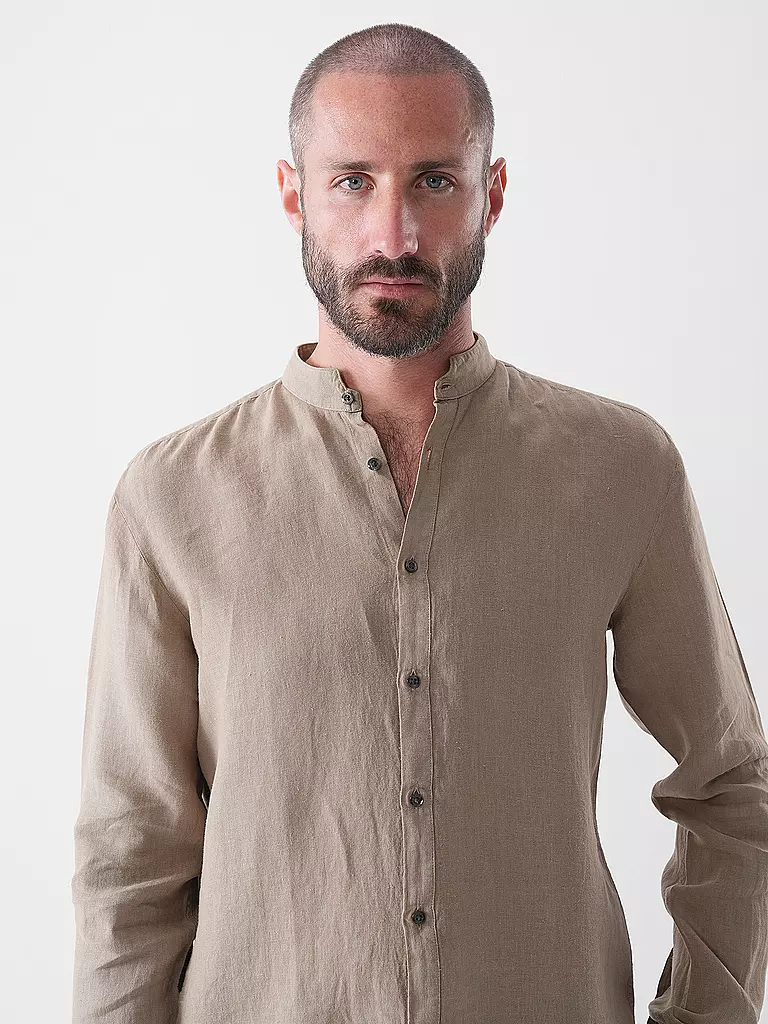 HUGO | Leinenhemd Slim Fit ELVORY  | Marrón