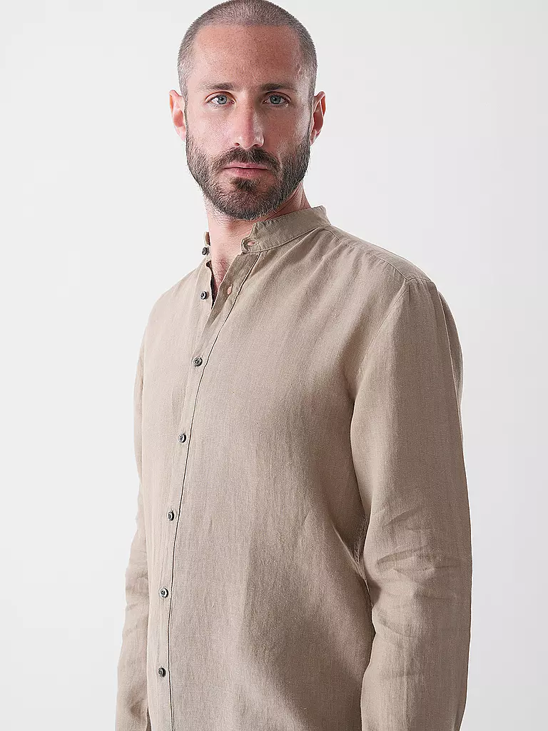 HUGO | Leinenhemd Slim Fit ELVORY  | Marrón