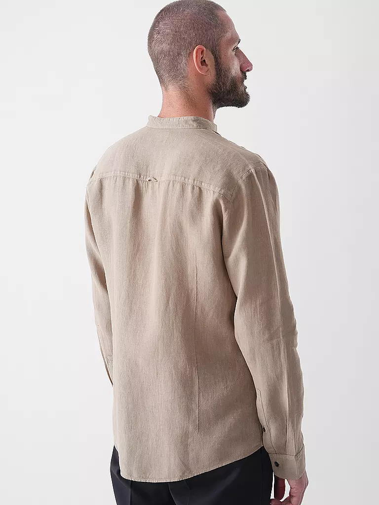HUGO | Leinenhemd Slim Fit ELVORY  | Marrón