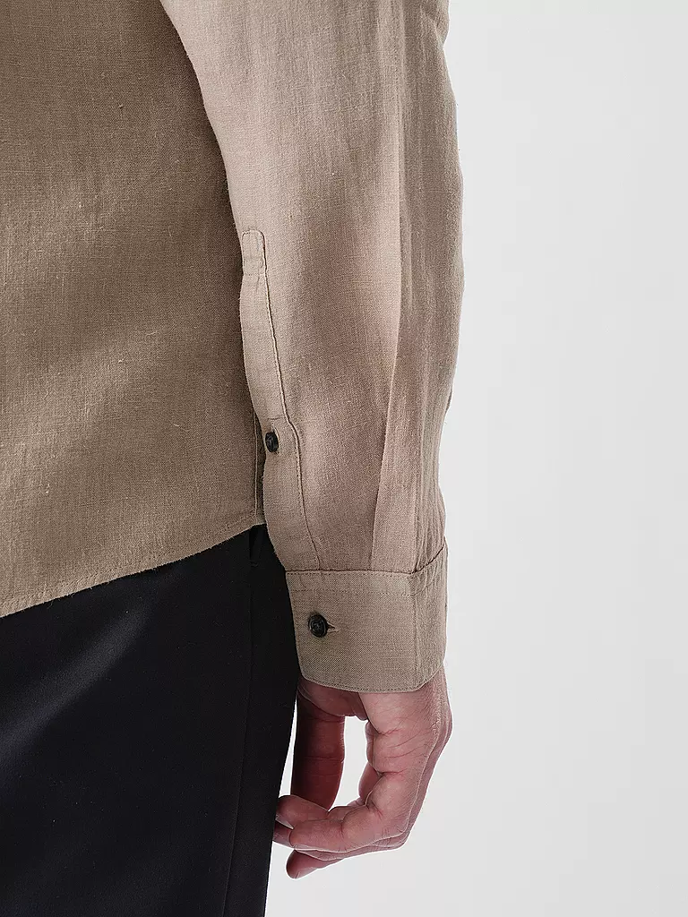 HUGO | Leinenhemd Slim Fit ELVORY  | Marrón