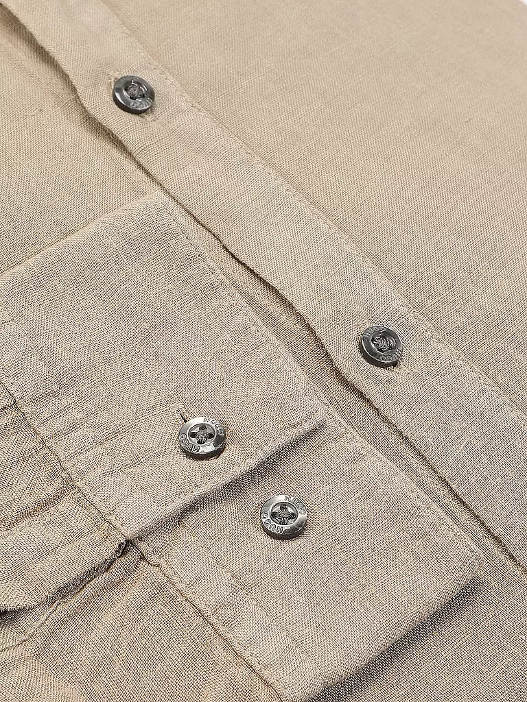 HUGO | Leinenhemd Slim Fit ELVORY  | Marrón