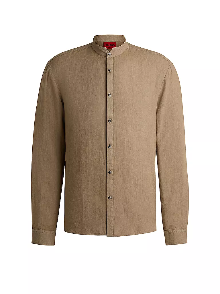 HUGO | Leinenhemd Slim Fit ELVORY  | Marrón