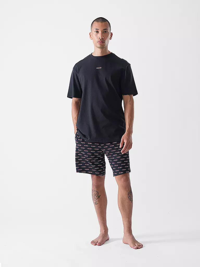 HUGO | Pantalones cortos de estar en casa SPLIT | Negro
