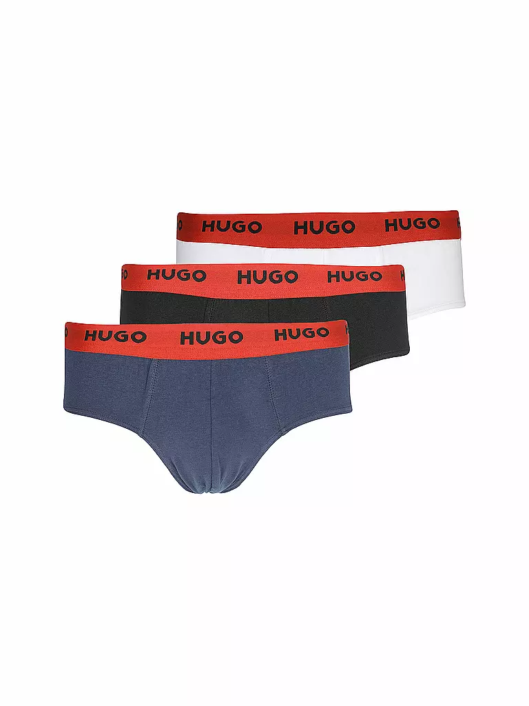 HUGO | Slip paquete de 3 negro blanco marino | Azul oscuro