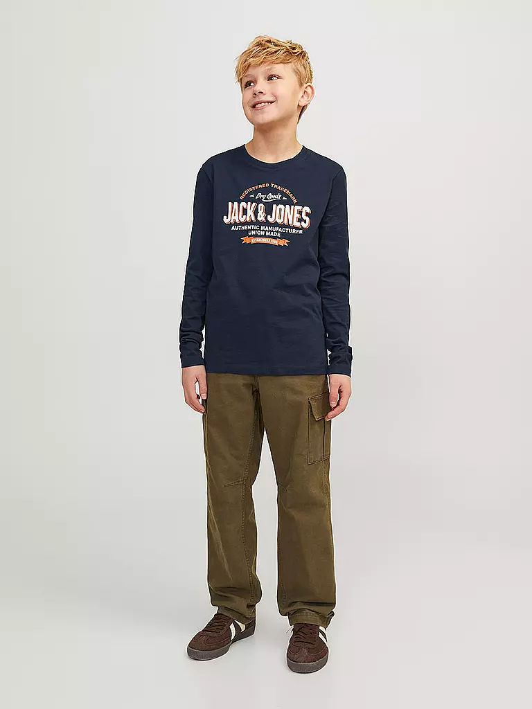 JACK & JONES | Camiseta de manga larga para niño JJELOGO | Azul oscuro