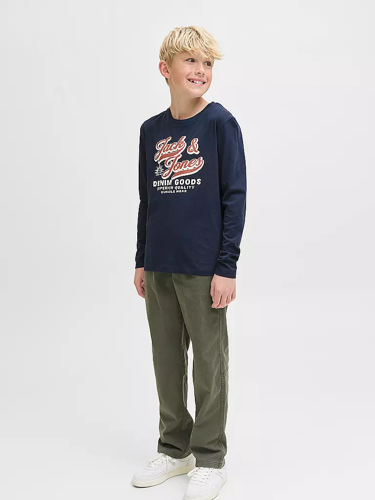 JACK & JONES | Camiseta de manga larga para niño JJELOGO | Azul oscuro