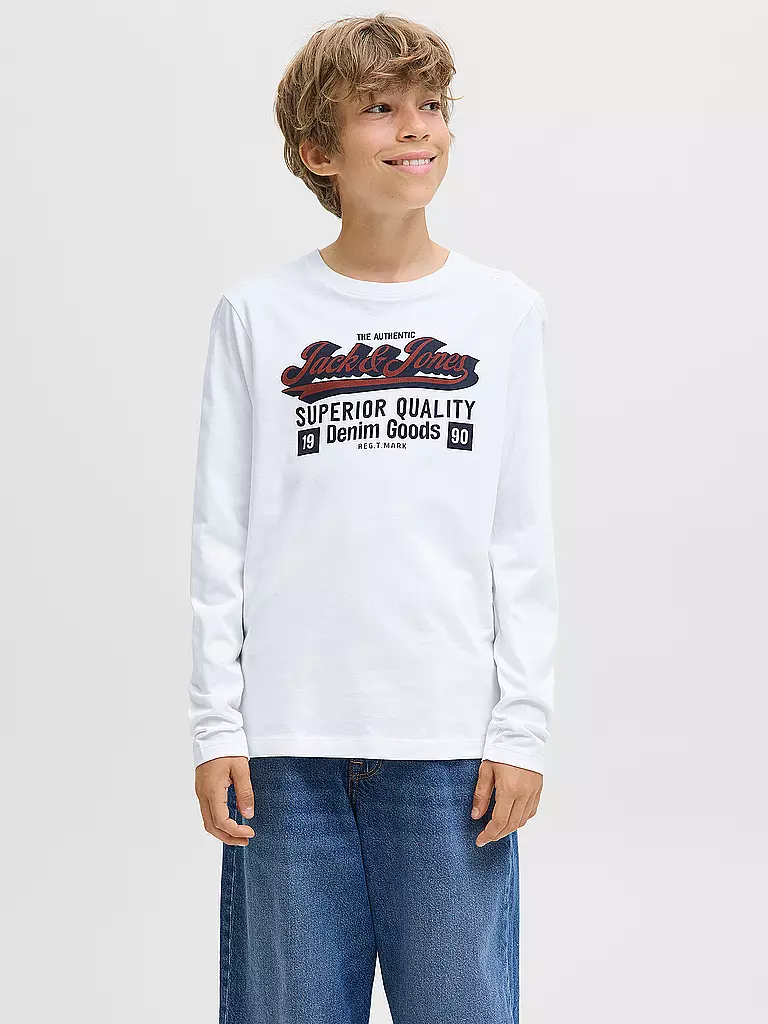 JACK & JONES | Camiseta de manga larga para niño JJELOGO | Blanco