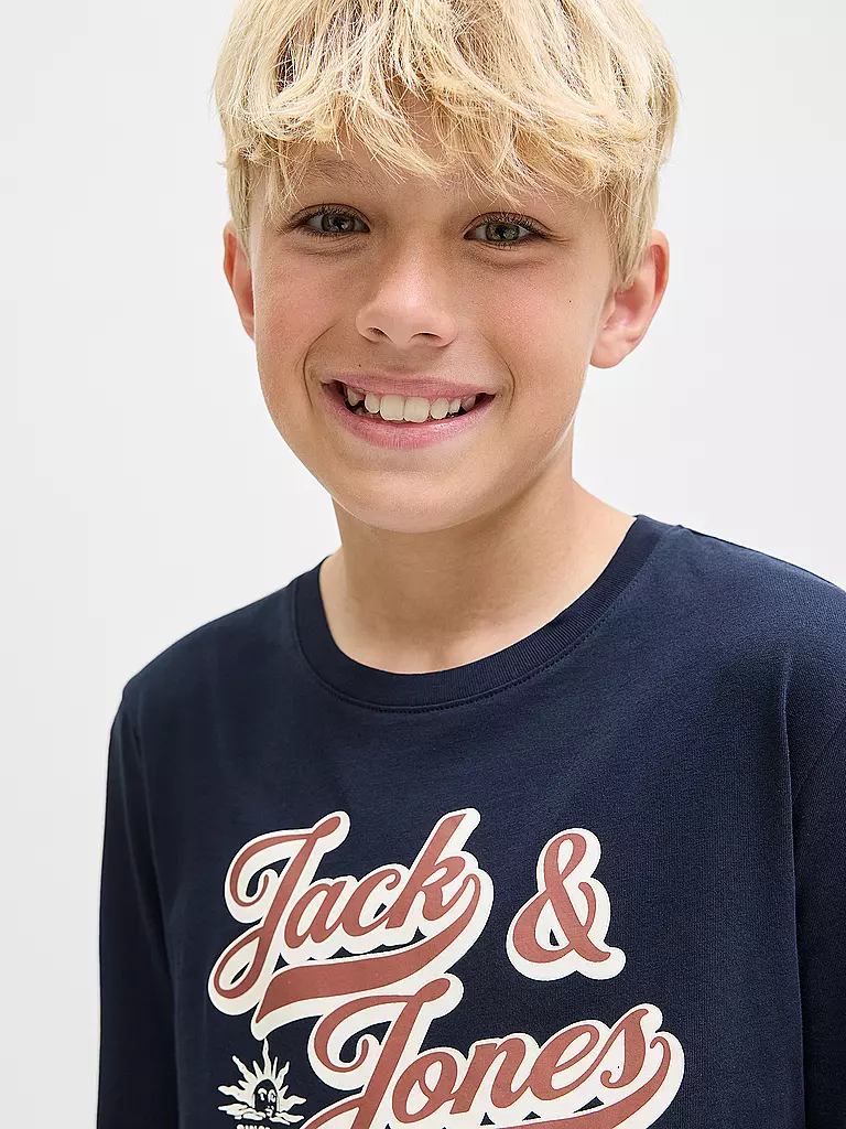 JACK & JONES | Camiseta de manga larga para niño JJELOGO | Azul oscuro