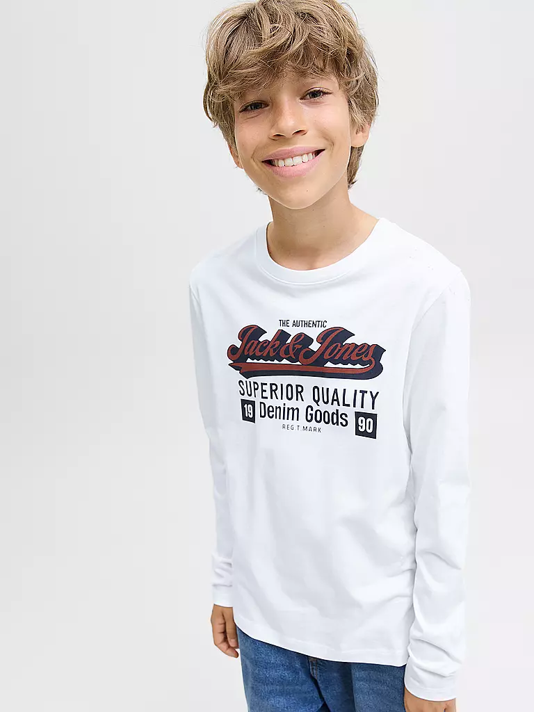 JACK & JONES | Camiseta de manga larga para niño JJELOGO | Blanco