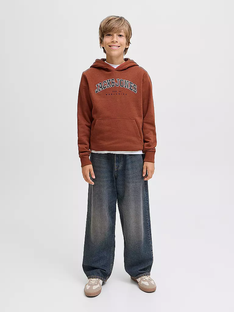 JACK & JONES | Sudadera con capucha para niño - Hoodie JJECALEB | Rojo oscuro