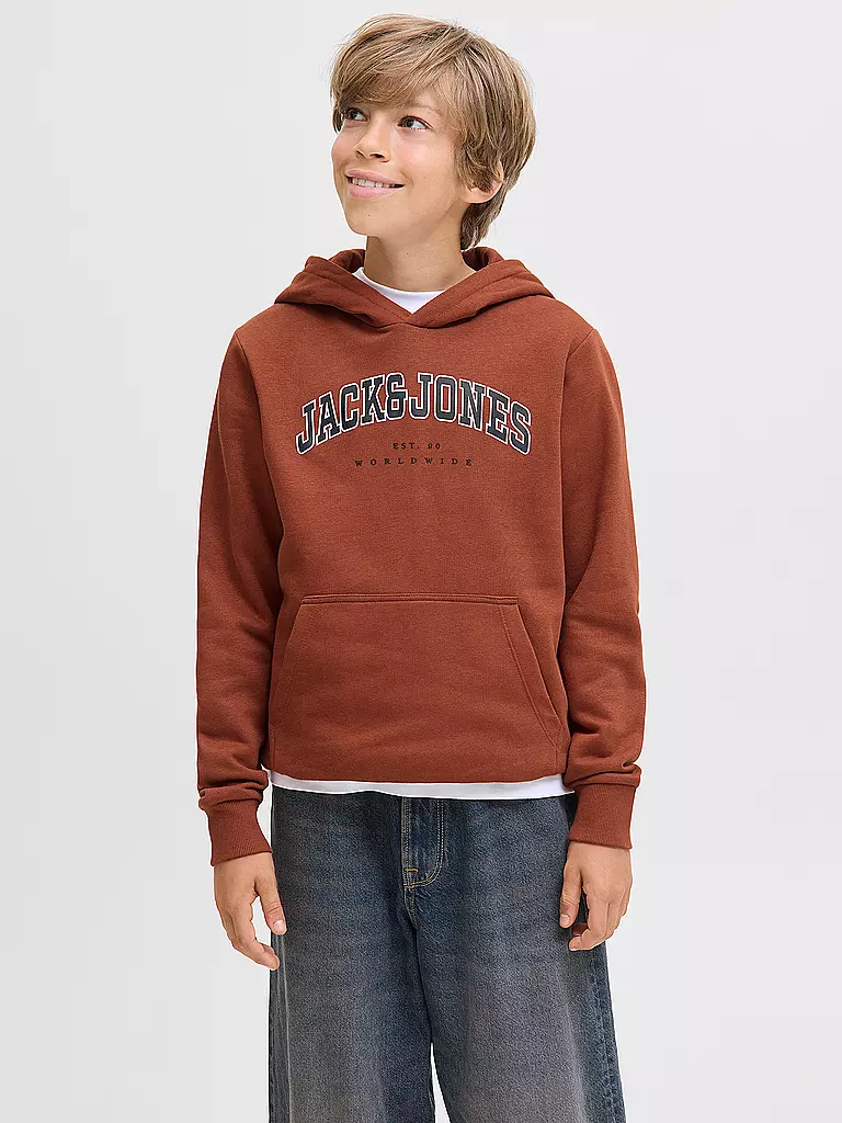 JACK & JONES | Sudadera con capucha para niño - Hoodie JJECALEB | Rojo oscuro