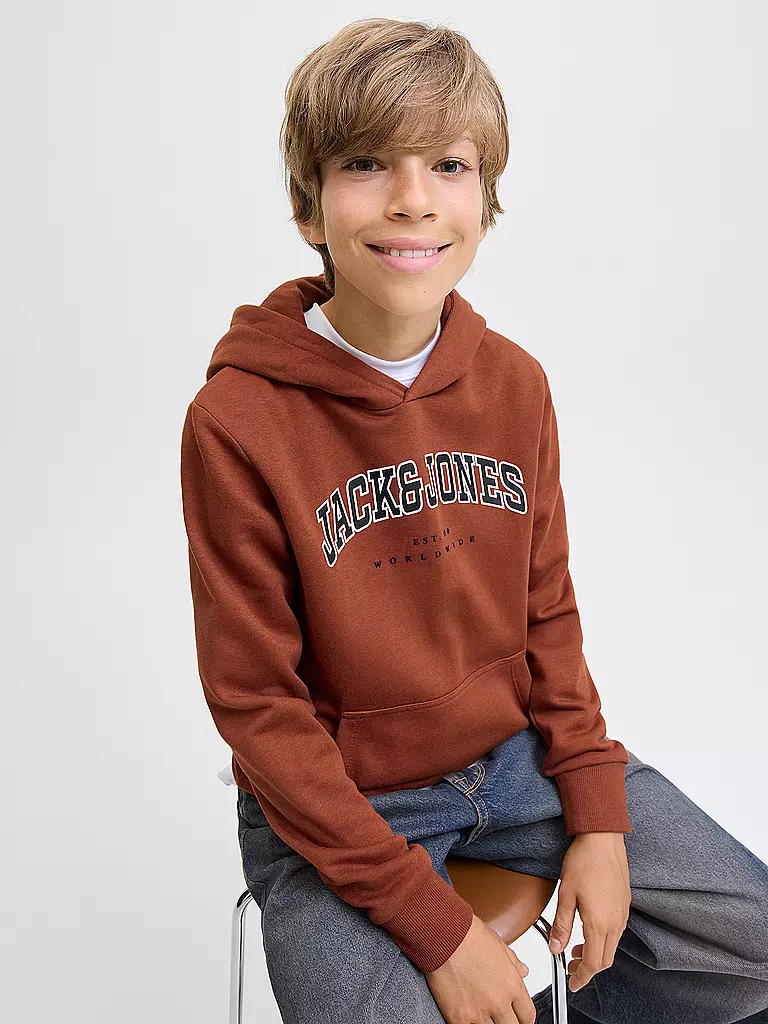 JACK & JONES | Sudadera con capucha para niño - Hoodie JJECALEB | Rojo oscuro