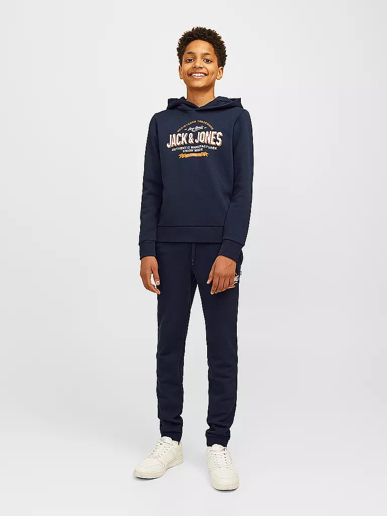 JACK & JONES | Sudadera con capucha para niño - Hoodie JJELOGO | Azul oscuro