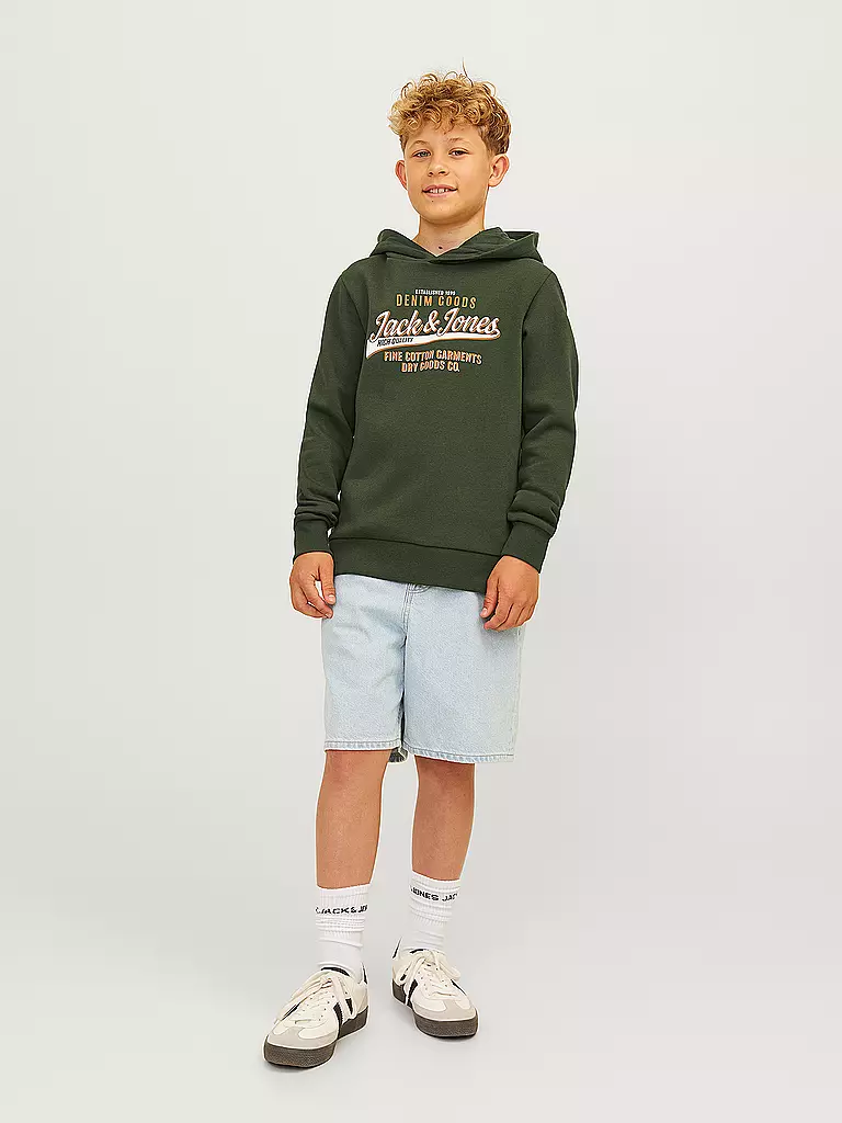 JACK & JONES | Sudadera con capucha para niño - Hoodie JJELOGO | Oliva