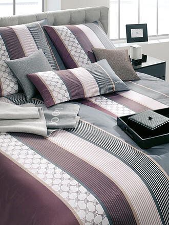 JOOP | Juego de cama de satén Cornflower Stripes 70x90cm / 140x220cm Deep Wine