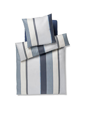 JOOP | Ropa de cama de satén HERRINGBONE STRIPES 70x90cm/140x200cm Ocean