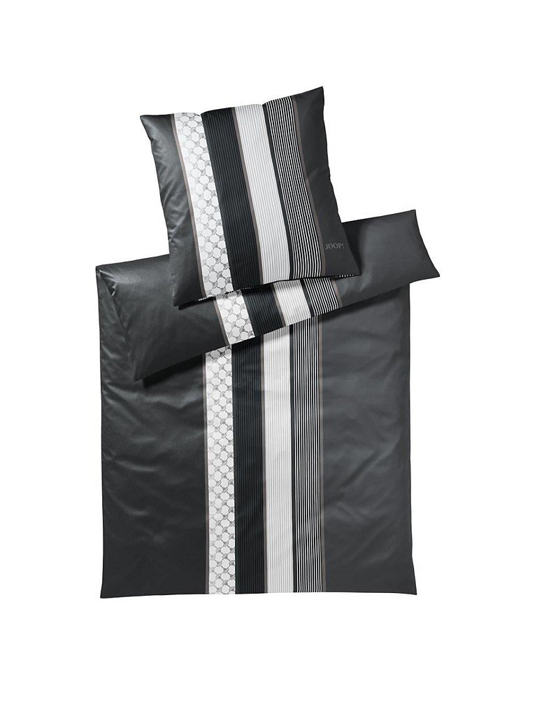 JOOP Ropa de cama de satén Cornflower Stripe 70x90cm / 140x200cm (Deep Stone) negro