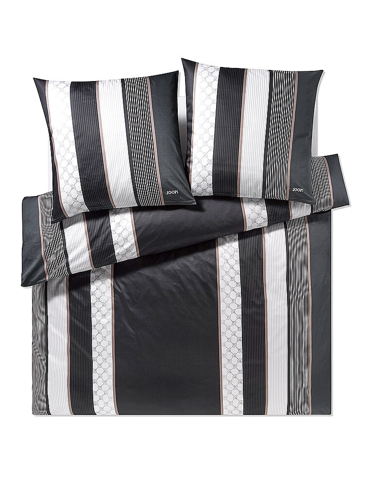 JOOP Juego de cama de satén Cornflower Stripes 2 x 70x90cm / 200x200cm Deep Stone negro