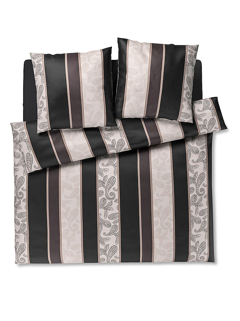 Joop Satin Bettwäsche PAISLEY STRIPES 2x70x90cm/200x200cm Schwarz negro