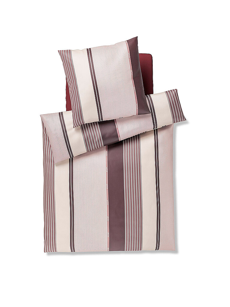Joop Ropa de cama de satén HERRINGBONE STRIPES Rosa baya