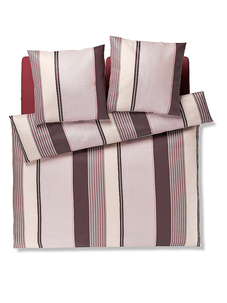 Joop Ropa de cama de satén HERRINBONE STRIPES Rosa baya